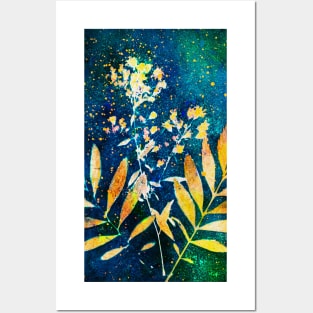 Botanical cyanotype floral print Posters and Art